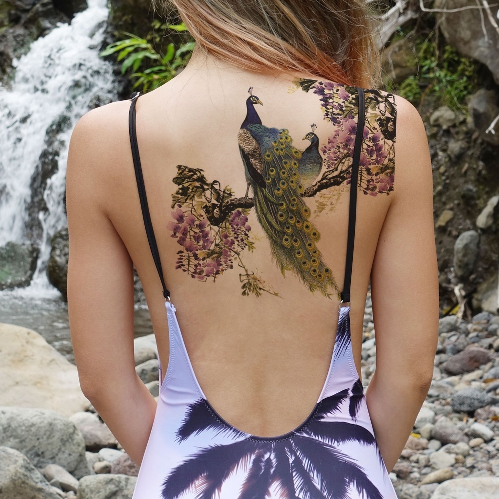 Peacock Large Temporary Tattoo